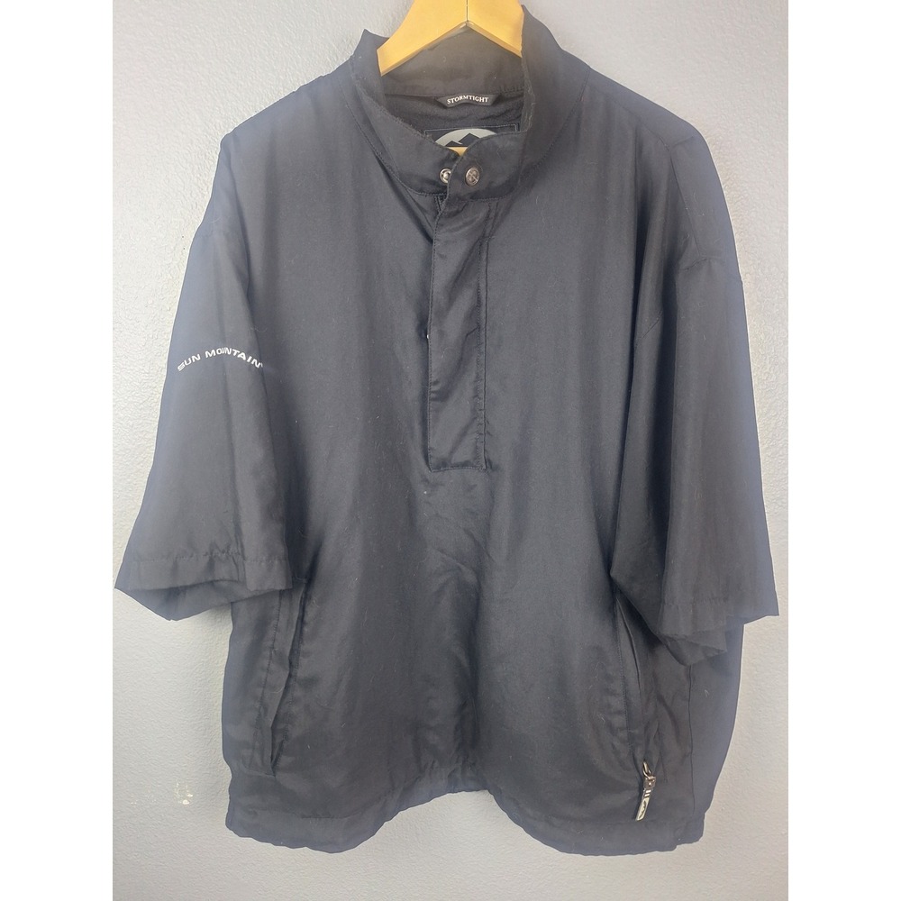 Sun Mountain StormTight Mens XL Black Short Sleeve Golf Rain Jacket Full Zip